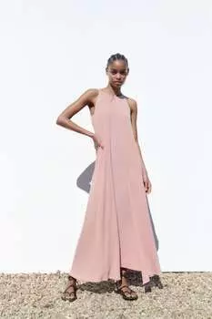 Трикотажное платье-кейп ZARA, бледно-розовый