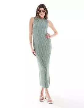 Трикотажное платье-колонна midaxi из фактурной пряжи букле цвета хаки ASOS DESIGN