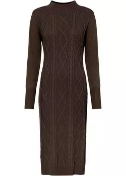 Трикотажное платье косой вязкой Rainbow, коричневый