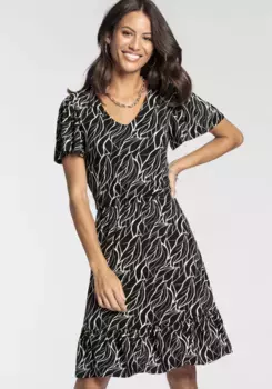 Трикотажное платье Laura Scott с V-образным вырезом - НОВАЯ КОЛЛЕКЦИЯ, черно-белый