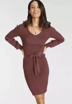Трикотажное платье Laura Scott с завязками, цвет Cognac-Melange