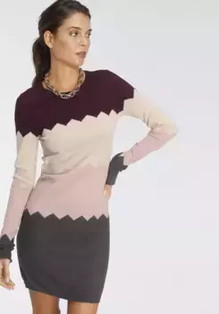 Трикотажное платье Laura Scott с зигзагообразным узором, розовый