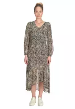 Трикотажное платье Le Temps Des Cerises "KIP" с великолепным узором по всей поверхности, черный