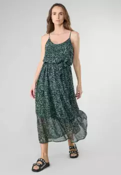 Трикотажное платье Le Temps Des Cerises "LISAKA" с великолепным узором по всей поверхности, зеленый
