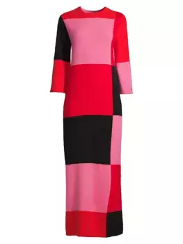 Трикотажное платье макси Fantasia с цветным замком Frances Valentine, красный