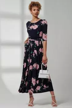 Трикотажное платье макси Goldie с рукавами 3/4 Jolie Moi, синий