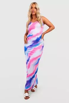 Трикотажное платье макси из джерси с принтом tie dye plus Boohoo, фиолетовый
