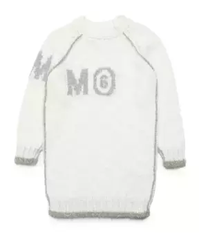 Трикотажное платье макси с деталями из люрекса Mm6 Maison Margiela, белый