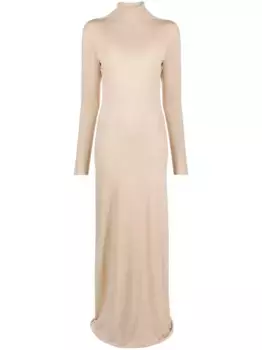Трикотажное платье макси с длинными рукавами Fabiana Filippi, нейтральный