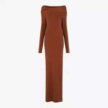 Трикотажное платье макси с открытыми плечами Leem, цвет cinnamon