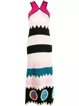 Трикотажное платье макси с жаккардовым логотипом BARROW, черный