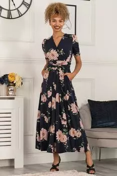 Трикотажное платье макси со складками Daria Jolie Moi, синий