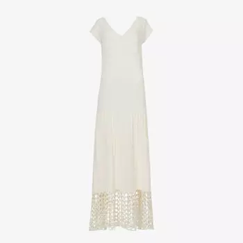 Трикотажное платье макси со складками и крючком Leem, белый