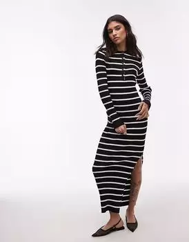 Трикотажное платье макси Topshop на пуговицах в монохромном исполнении