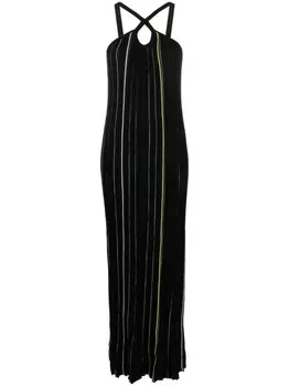 Трикотажное платье макси в полоску Sonia Rykiel, черный