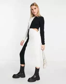 Трикотажное платье макси в стиле колор-блок ASOS DESIGN