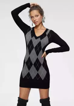 Трикотажное платье Melrose в клетку, серый