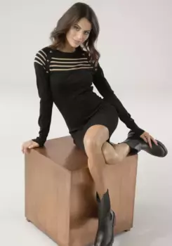 Трикотажное платье Melrose в полоску, цвет Schwatz-Camel-Gestreift