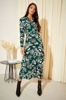 Трикотажное платье Midaxi и длинными рукавами на пуговицах Friends Like These, зеленый