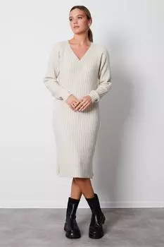 Трикотажное платье миди 'Ava' с V-образным вырезом Threadbare, белый