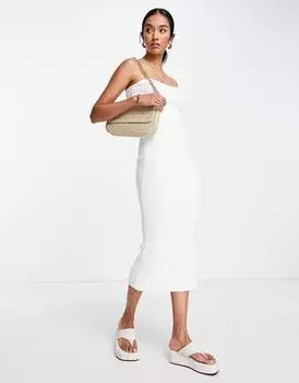 Трикотажное платье миди-бандо цвета слоновой кости Topshop