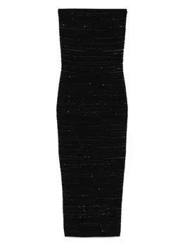 Трикотажное платье миди без бретелей Balmain, черный