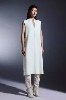 Трикотажное платье миди без рукавов Milano Karen Millen, белый