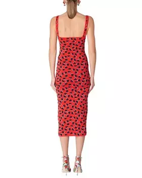 Трикотажное платье миди из смесового шелка Carolina Herrera на бретелях-бюстье, красный