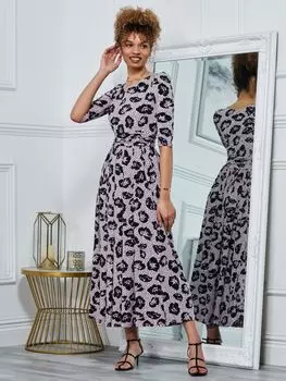 Трикотажное платье миди Jolie Moi Ozella, розовый с цветочным принтом