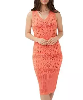 Трикотажное платье миди кораллового цвета ESQUALO