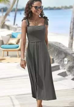 Трикотажное платье MIDI LASCANA, цвет olivgrn