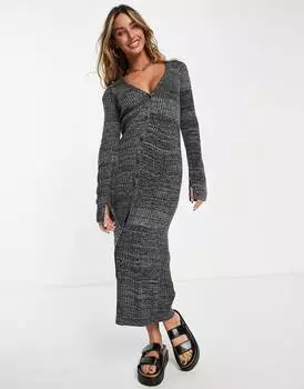 Трикотажное платье миди на пуговицах ASOS DESIGN в космическом стиле