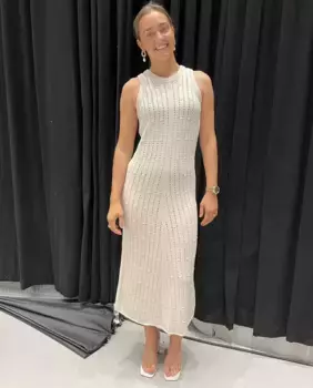 Трикотажное платье миди Object, цвет Nude