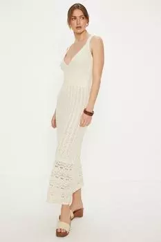 Трикотажное платье миди Pretty Stitch Oasis, белый