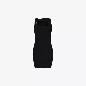 Трикотажное платье миди приталенного кроя с вырезами Coperni, черный