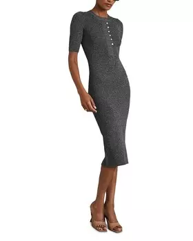 Трикотажное платье миди REISS песочного цвета, серый