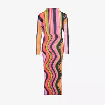 Трикотажное платье миди с абстрактным узором Pleats Please Issey Miyake, розовый