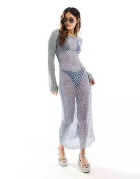 Трикотажное платье миди с длинными рукавами ASOS DESIGN из металлизированной пряжи