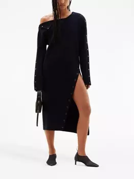 Трикотажное платье миди с длинными рукавами Courrges, черный
