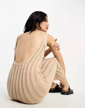 Трикотажное платье миди с глубоким вырезом на спине ASOS DESIGN