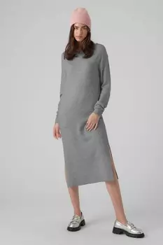 Трикотажное платье миди с круглым вырезом и разрезом сбоку Vero Moda, серый