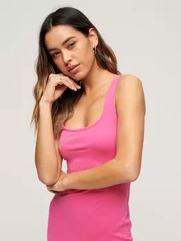 Трикотажное платье-миди с квадратным вырезом Superdry, малиновый сорбет