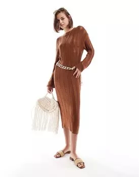 Трикотажное платье миди с открытым швом ASOS DESIGN