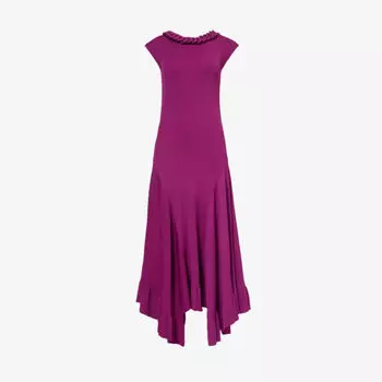 Трикотажное платье миди с плетеной отделкой Leem, пурпурный