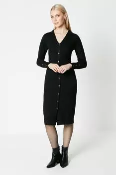 Трикотажное платье миди с ребристым воротником Debenhams, черный