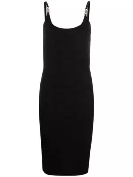 Трикотажное платье миди с узором La Greca VERSACE, черный