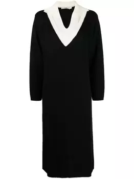 Трикотажное платье миди с V-образным вырезом b+ab, черный