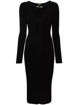 Трикотажное платье миди с V-образным вырезом Just Cavalli