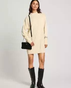 Трикотажное платье миди с высоким воротником Pepe Jeans, цвет Crudo