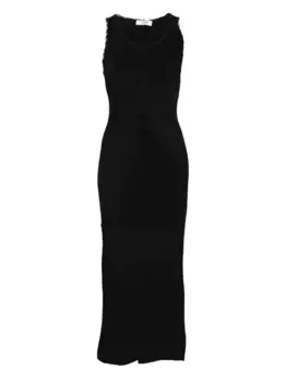 Трикотажное платье миди со вставками FENDI, черный